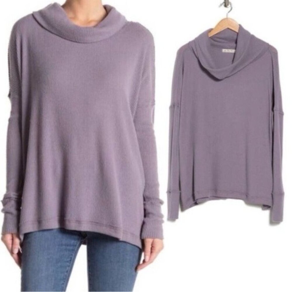 Free People Long Sleeve Ribbed Sweater Top Purple XS